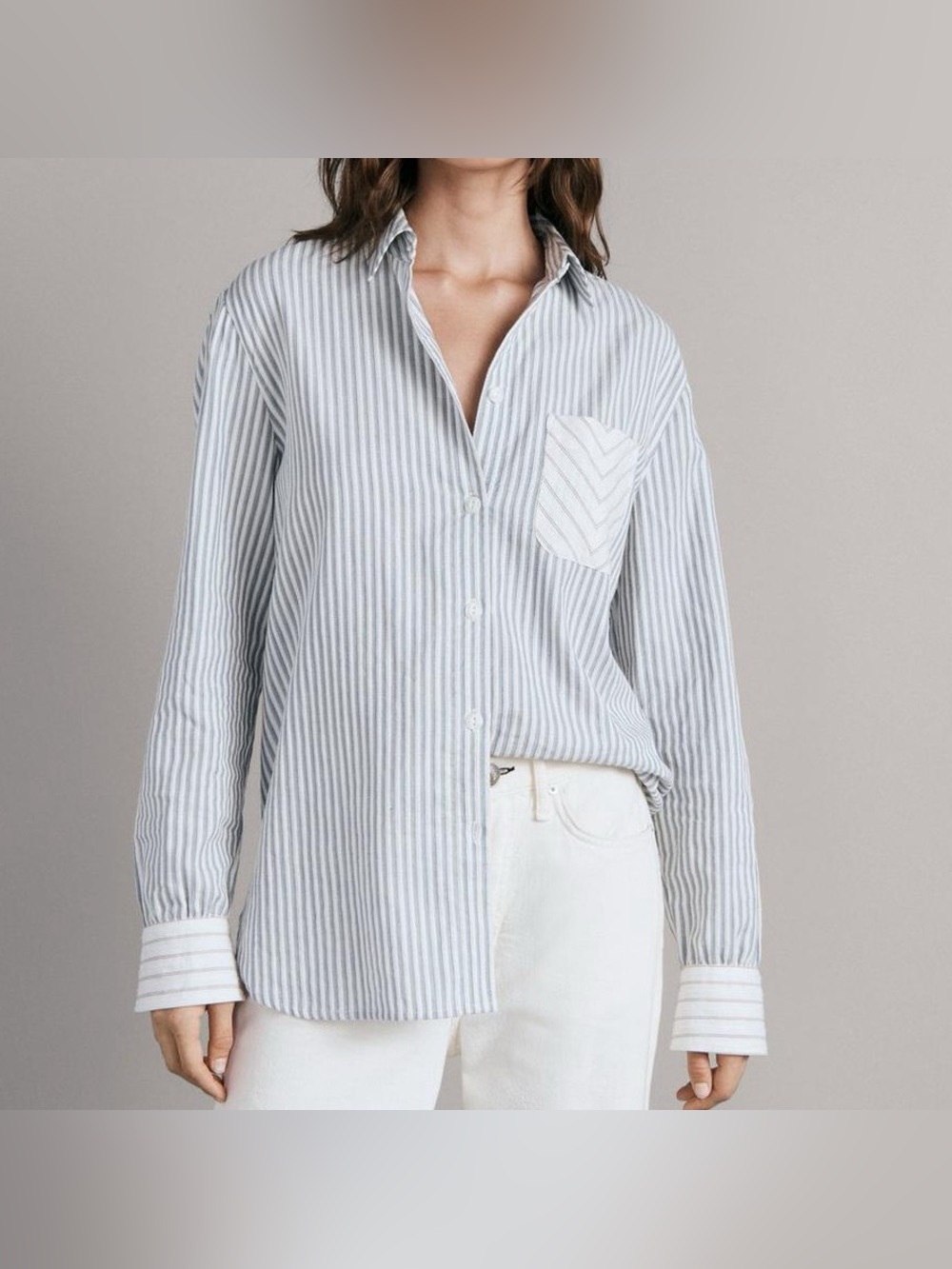 rag & bone women's cotton striped Maxine button-down shirt size large